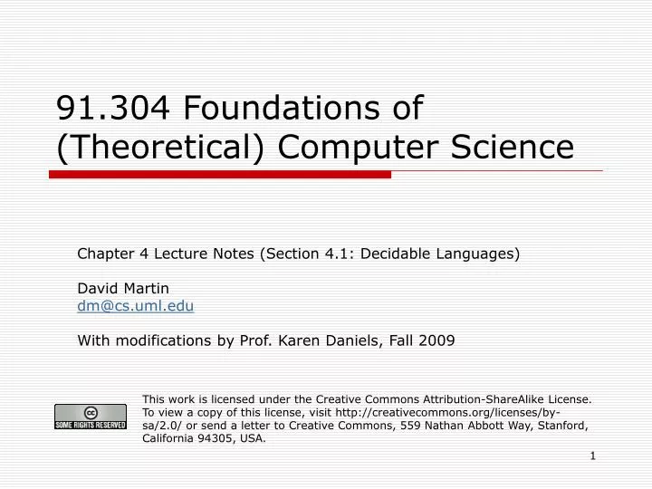 91 304 foundations of theoretical computer science