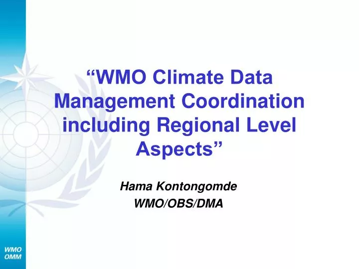 wmo climate data management coordination including regional level aspects