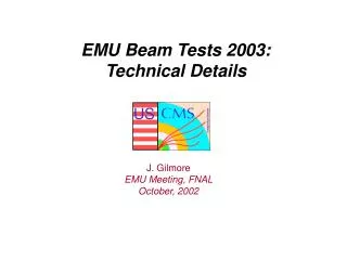 EMU Beam Tests 2003: Technical Details