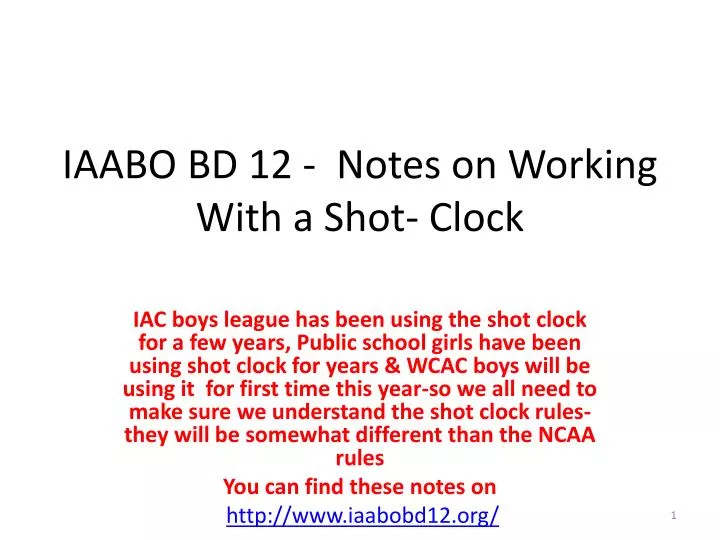 iaabo bd 12 notes on working with a shot clock