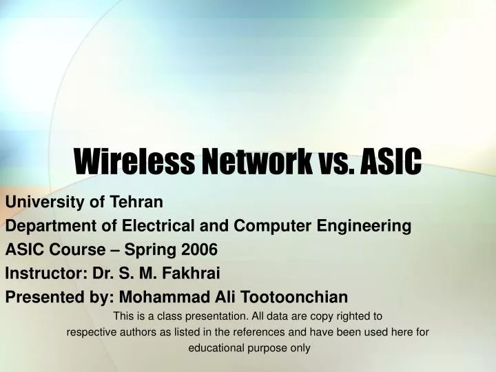 wireless network vs asic