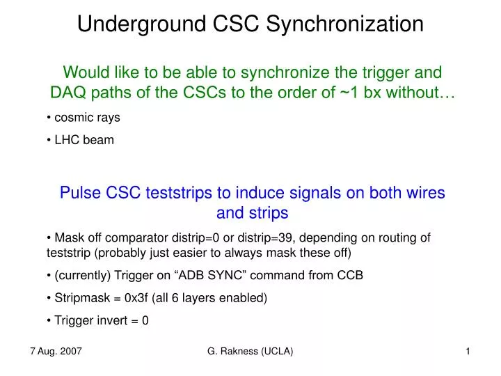 underground csc synchronization
