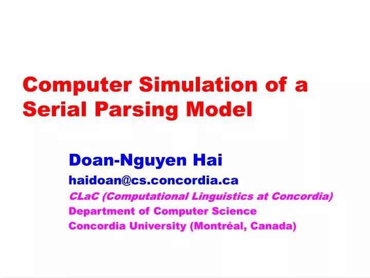 computer simulation of a serial parsing model