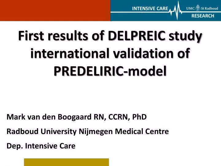 first results of delpreic study international validation of predeliric model