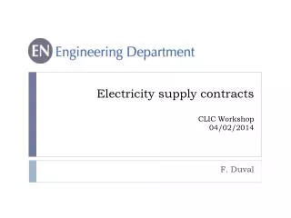 E lectricity supply contracts CLIC Workshop 04/02/2014