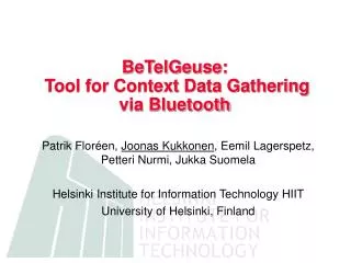 BeTelGeuse: Tool for Context Data Gathering via Bluetooth