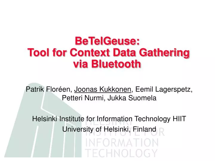 betelgeuse tool for context data gathering via bluetooth