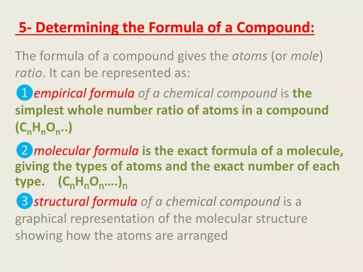 5 determining the formula of a compound