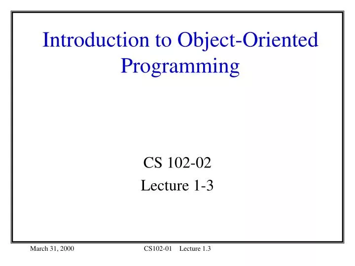 introduction to object oriented programming