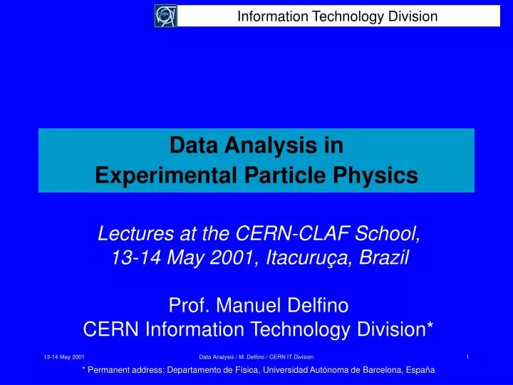 data analysis in experimental particle physics