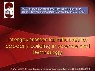 Intergovernmental initiatives for capacity building in science and technology