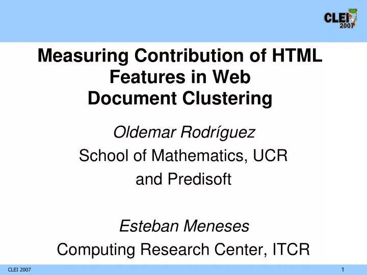 measuring contribution of html features in web document clustering