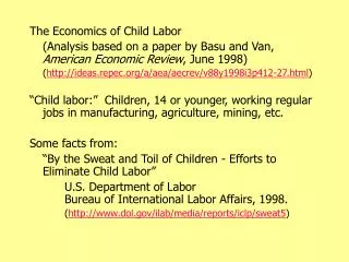 The Economics of Child Labor