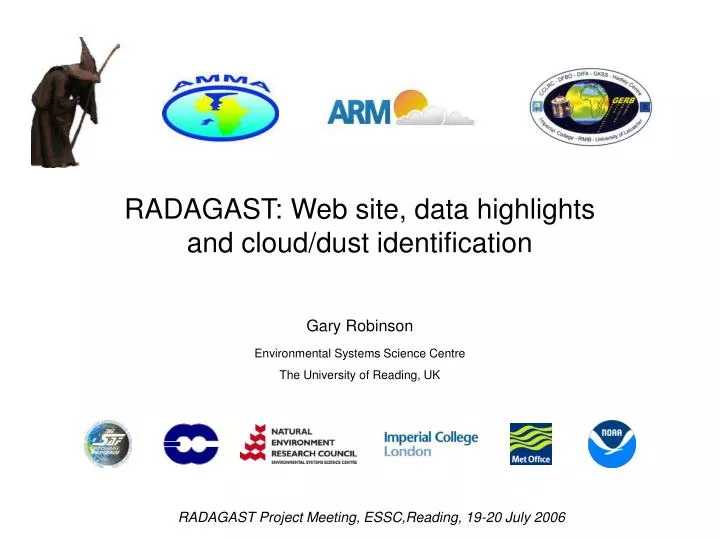 radagast web site data highlights and cloud dust identification