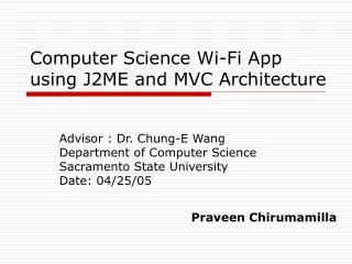 Computer Science Wi-Fi App using J2ME and MVC Architecture