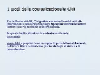 i modi della comunicazione in clal