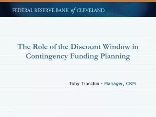 The Role of the Discount Window in Contingency Funding Planning