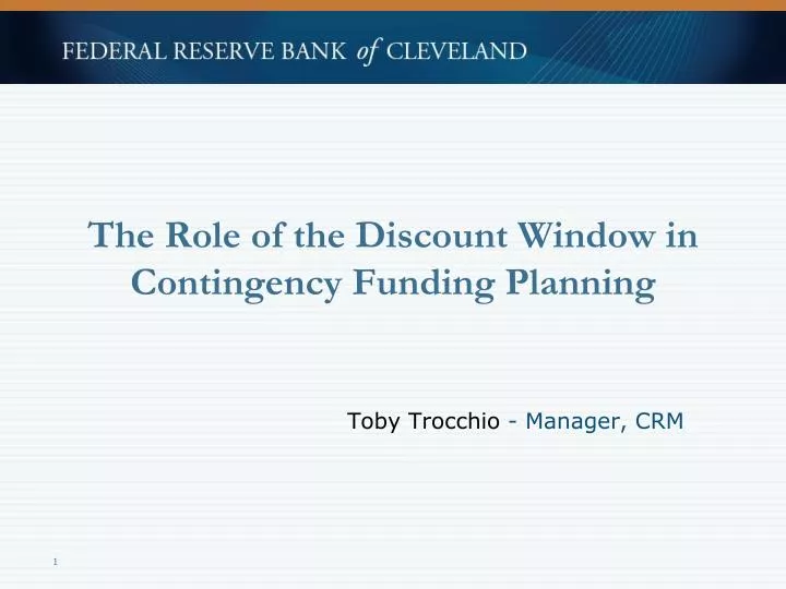 the role of the discount window in contingency funding planning