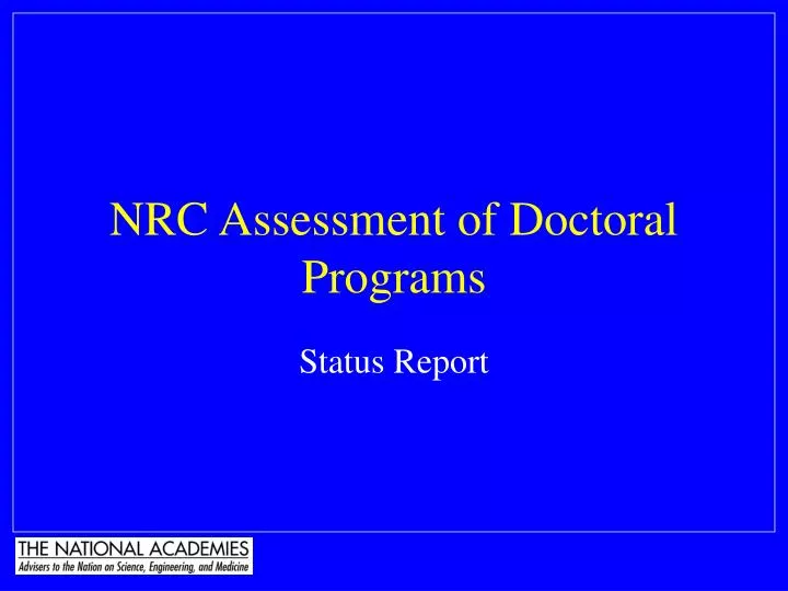 nrc assessment of doctoral programs