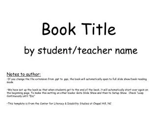 Book Title by student/teacher name