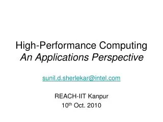 High-Performance Computing An Applications Perspective