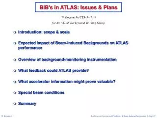 BIB's in ATLAS: Issues &amp; Plans