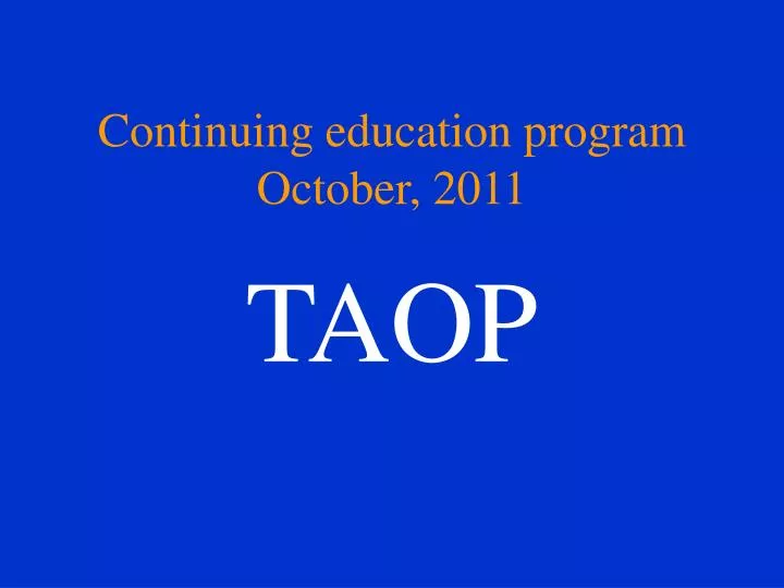 continuing education program october 2011
