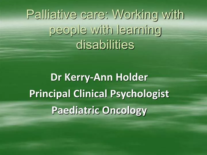 palliative care working with people with learning disabilities