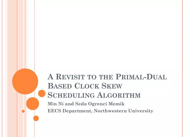 a revisit to the primal dual based clock skew scheduling algorithm