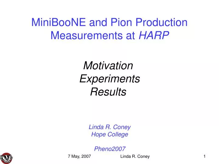 miniboone and pion production measurements at harp