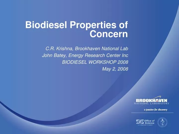 biodiesel properties of concern