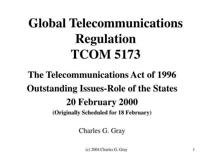 global telecommunications regulation tcom 5173