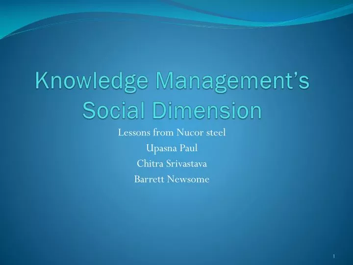 knowledge management s social dimension