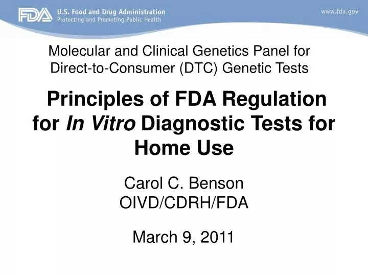 principles of fda regulation for in vitro diagnostic tests for home use