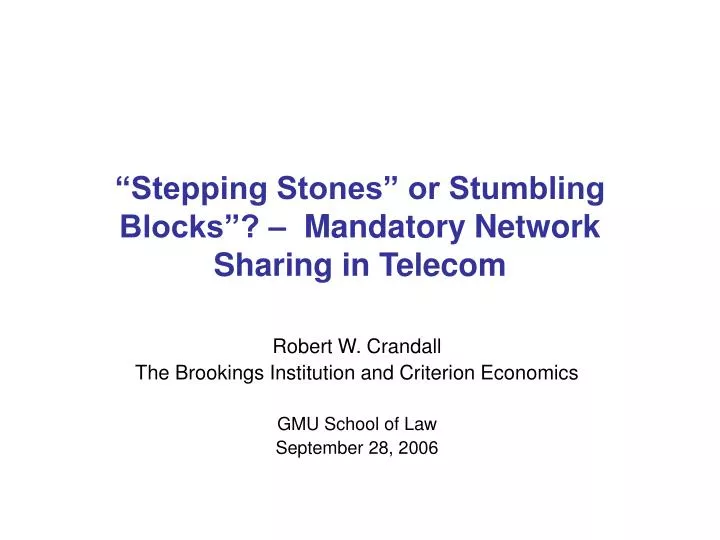 stepping stones or stumbling blocks mandatory network sharing in telecom