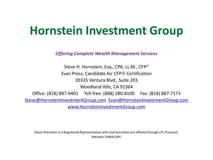 hornstein investment group