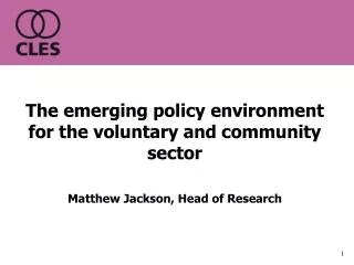 The emerging policy environment for the voluntary and community sector
