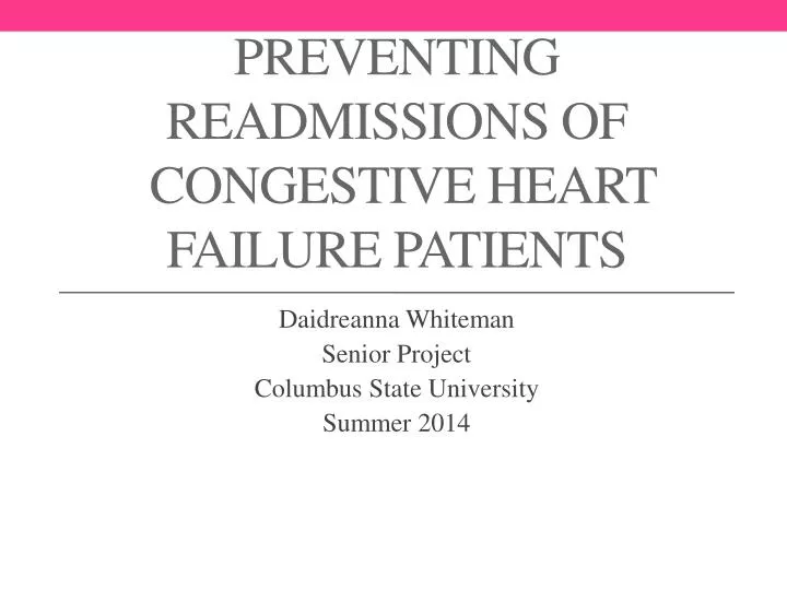 preventing readmissions of congestive heart failure patients