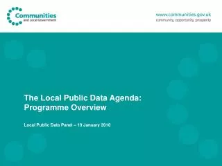 The Local Public Data Agenda: Programme Overview