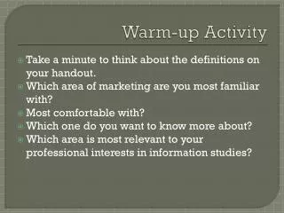 Warm-up Activity