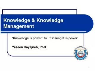 Knowledge &amp; Knowledge Management