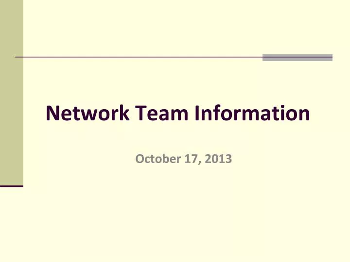 network team information