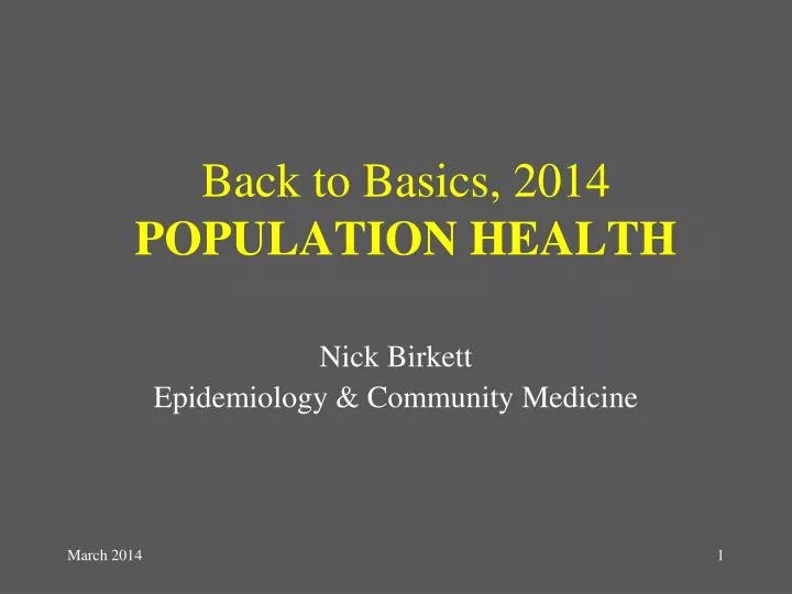 back to basics 2014 population health