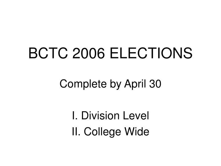 bctc 2006 elections