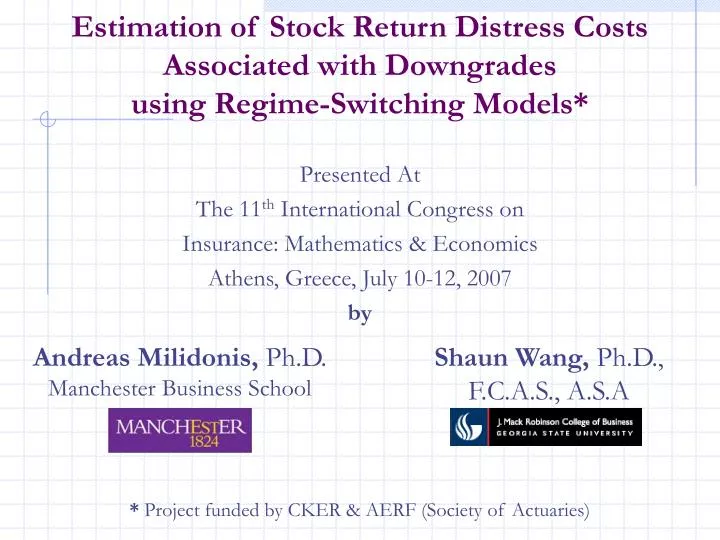 estimation of stock return distress costs associated with downgrades using regime switching models
