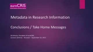 Conclusions: Take Home Messages (THM)