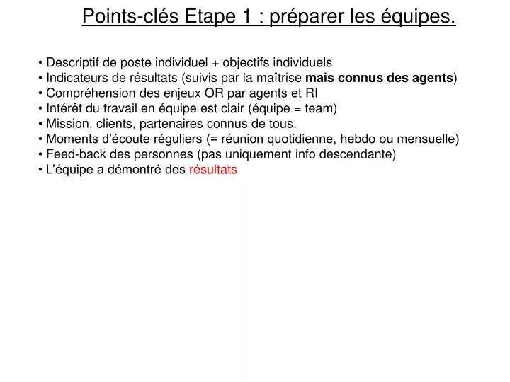 points cl s etape 1 pr parer les quipes