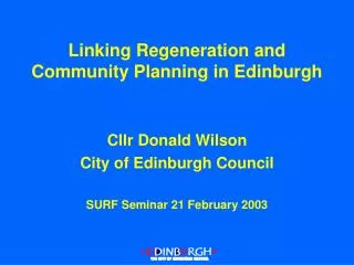 Linking Regeneration and Community Planning in Edinburgh