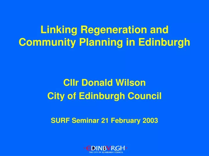 linking regeneration and community planning in edinburgh