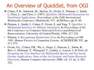 An Overview of QuickSet, from OGI
